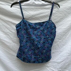 Lands End Women's Floral‎ Blue and Purple Swim Tankini Size 12